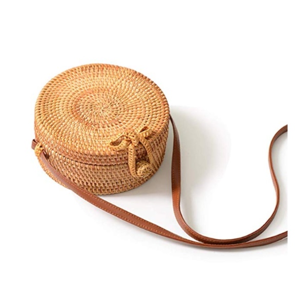 Kraftkreations | Bags | Womens Round Rattan Crossbody Bag | Poshmark